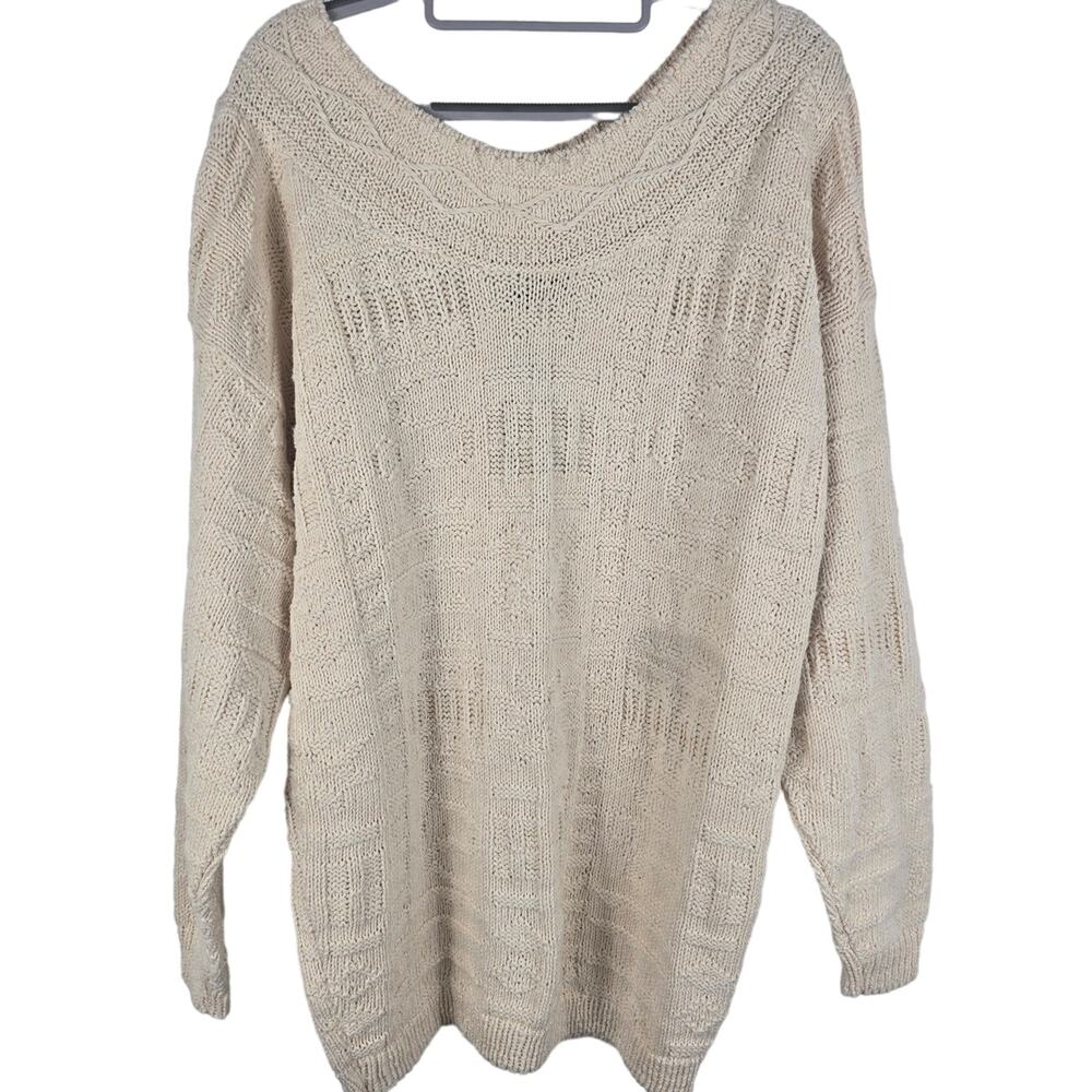 Voice NWT Cream Knit Women's Oversized Sweater Made In USA Women's Small